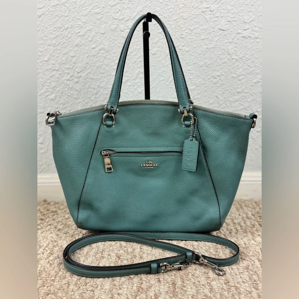 Coach Prairie Teal Shoulder Bag with Leather Crossbody Strap